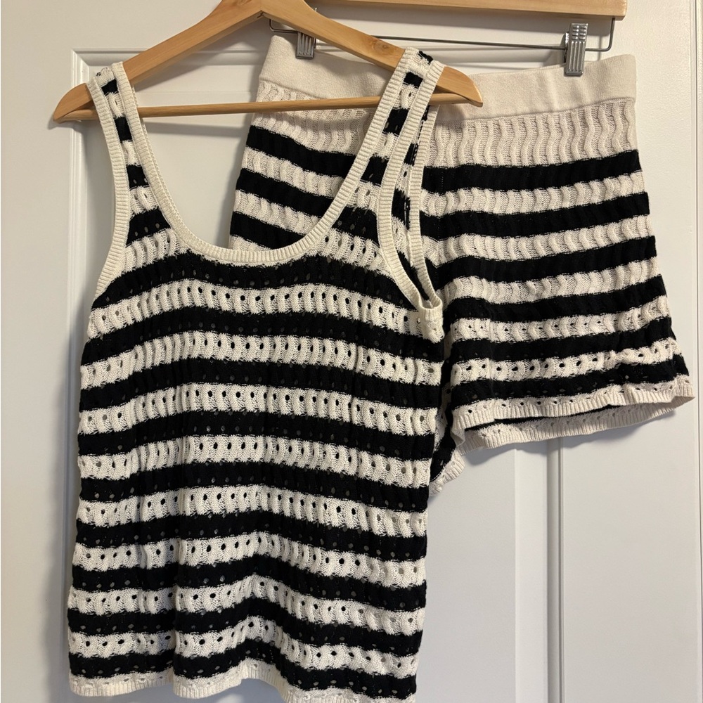 Everlane Cotton Black/White Stripe Matching Set S